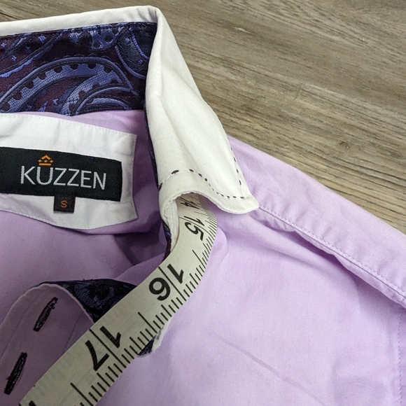 Nwot's men's tailored dress shirt, light lavender and purple cuffs, stunning, sm - Picture 7 of 8
